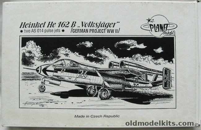 Planet Models 1/72 Heinkel He-162B Volksjager with 2 AS-014 Pulse Jets - Luftwaffe, 009 plastic model kit